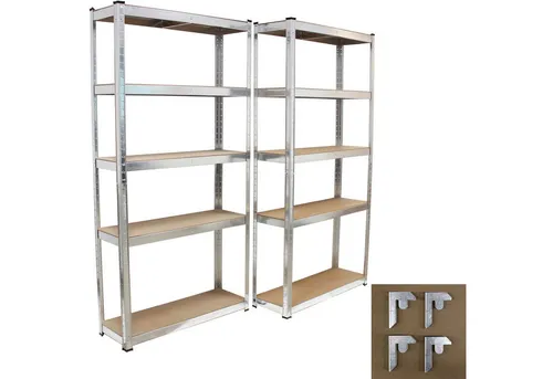 TRUTZHOLM Steckregal 2er Set 180x90x30 cm - 2x Schwerlastregal mit 875 kg Tragkraft pro Regal, ideal für die Lagerung von schweren Gegenständen in Keller, Garage oder Büro. Einfacher, werkzeugloser Aufbau dank Stecksystem und inklusive Regalverbinder für zusätzliche Stabilität.
