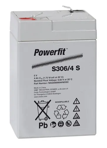 Exide Powerfit S306/4 S 6V 4Ah dryfit Blei-Gel-Akku von Exide