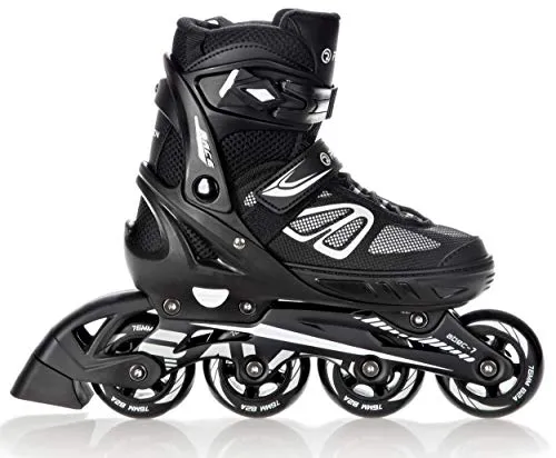 RAVEN Advance Inlineskates Inliner für Kinder und Erwachsene OPTIONAL 2in1 mit Kufen Ice Skates verstellbar (Black ohne Kufen, 38–42 (25–27,5 cm))