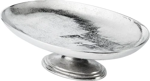 MichaelNoll Dekoschale Schale auf Standfuß Oval Aluminium Metall Deko - 47 cm oder 57 cm