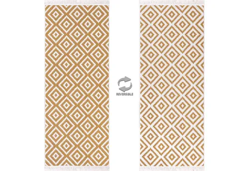 Jimri Teppich Kelim, Läufer, Wohnzimmer Teppich Flur Läufer in gold von Jimri