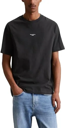 Marc O'Polo DENIM T-Shirt mit Labeling - T-Shirt aus 100% Baumwolle für ultimativen Komfort, mit auffälligem Labeling vorne mittig, ideal für lässige Looks.