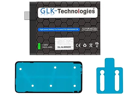 GLK-Technologies® High Power Ersatzakku kompatibel mit Huawei P30 Akku HB436380ECW Battery accu 3800mAh Akku inkl. 2X Klebebandsätze