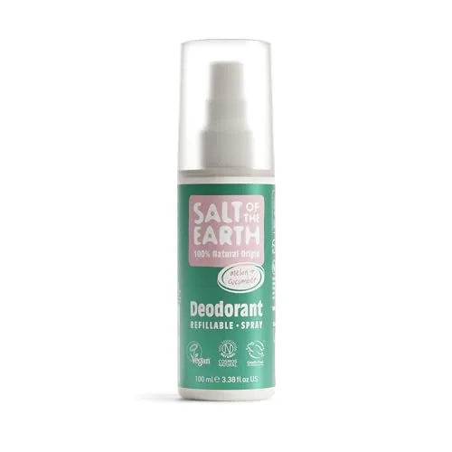 Salt Of The Earth Natürliches Deospray, Melone & Gurke - Vegan & Erfrischend - Veganer Deospray (100 ml) mit natürlichen Inhaltsstoffen für langanhaltenden Schutz und erfrischenden Duft. Ideal für den Alltag, nach dem Sport oder unterwegs.