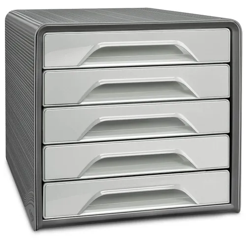 cep Schubladenbox Smoove lichtgrau 1071116361 - Ablagesysteme: Praktische Schubladenbox für DIN A4 Unterlagen, mit 5 Schubladen für optimale Organisation und Platzersparnis.
