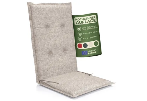 Petsation Hochlehnerauflage Florence – 2er Set Gartenstuhlauflagen - Die Florence Hochlehnerauflage bietet hohen Sitzkomfort und stilvolles Design für Gartenmöbel. Mit rutschfesten Befestigungen und pflegeleichtem Bezug ist sie ideal für entspannte Stunden auf Balkon und Terrasse.