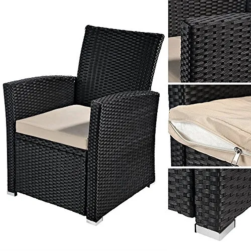 Melko Gartensessel Polyrattan, wetterfest, inkl. Sitzkissen - Essstühle: Eleganter, wetterfester Gartensessel aus robustem Polyrattan mit komfortablem, abnehmbarem Sitzkissen – ideal für Garten und Terrasse.