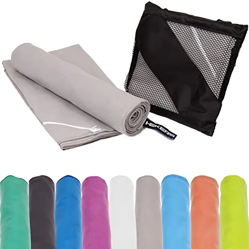 Mach1 30x50cm Mikrofaser Sport Handtuch hell grau – kompakt & schnell trocknend – Microfaser Handtücher – EIN perfektes Sporttuch, Reisehandtuch, Strandhandtuch