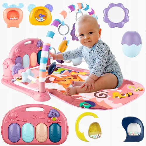 Interaktive Lernmatte mit Klavier und Rasseln für Babys