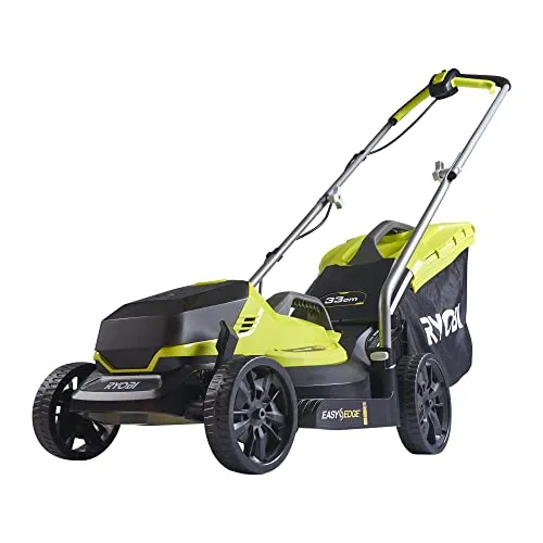 Ryobi OLM1833B - 18 V ONE+ Akku-Rasenmäher mit 33 cm Schnittbreite, ergonomischer Komforthandgriff und EasyEdge-Rasenkamm für randnahes Mähen