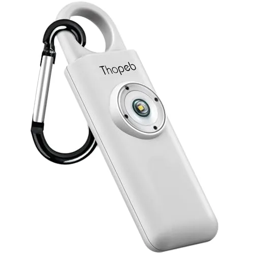 Der Original Persönlicher Alarm Für Frauen, Schlüsselanhänger Alarm mit Sirene für Selbstverteidigung und Sicherheit, Von der Polizei Empfohlen, 130 dB Sirene, LED-Stroboskoplicht (Metallisch Silber)