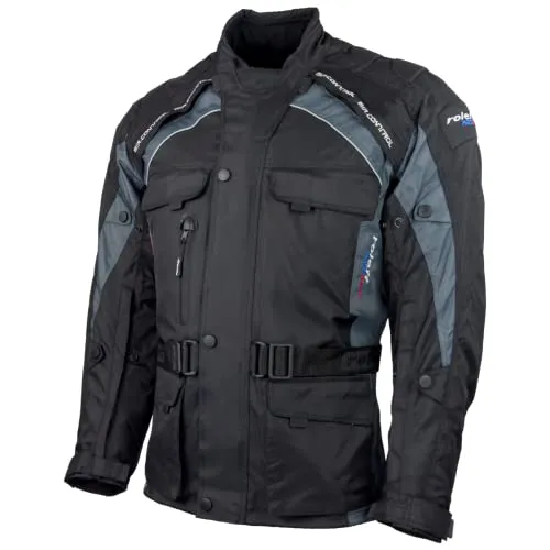 roleff Motorradjacke Liverpool RO Unisex - Wasserdichte und winddichte Motorradjacke mit reflektierenden Sicherheitsstreifen und 4 praktischen Taschen, ideal für Sicherheit und Komfort auf jeder Fahrt.