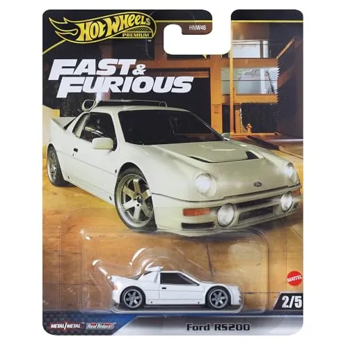 Mattel Hot Wheels Premium, Nachbildung im Maßstab 1:64 von Ford RS200, Fast & Furious Collection, Metall, Sammlerstück, Auto, Erwachsene, Sammler, Unisex