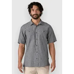Patagonia Men Back Step Shirt Swell Dobby: New Navy (XL) - Hemd kurzarm aus 55 % Industriehanf und 45 % Bio-Baumwolle, perfekt für heiße Tage. Fair Trade zertifiziert und mit Kokosknöpfen für zusätzlichen Komfort.