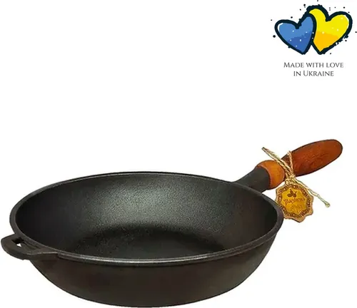 MAYSTERNYA Bratpfanne aus Gusseisen – ø 24 x 6 cm – Pfannen – Grillpfannen – Pfannenset – Grillzubehör – Grillgeschenk – Küchengeschirr – Schwarz