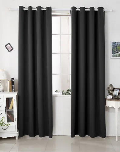 Blickdichte Thermo Gardine 2er Set 135x245cm Schwarz von WOLTU