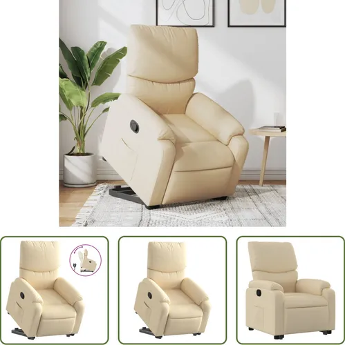 The Living Store Relaxsessel mit Aufstehhilfe – Creme Stoff