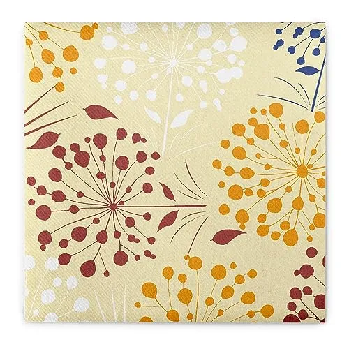Sovie HOME Serviette ERNA in CREME-BORDEAUX aus Linclass Airlaid, 40 x 40 cm, 1/4 Falz, 12 Stück, zarte Pustblumen auf cremefarbenem Hintergrund, elegant, floral, Einweg