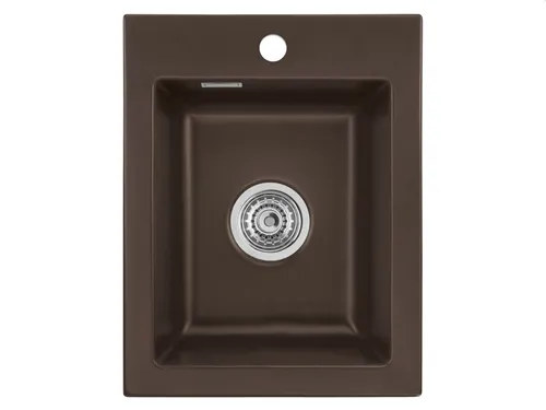 Systemceram Mera 39 Keramikspüle in Siena - Elegante Keramikspüle in Dunkelbraun, ideal für Unterschränke ab 40 cm. Mit Handbetätigung und kompakten Maßen (B x T): 40 x 51 cm, fügt sich perfekt in jede Küche ein.