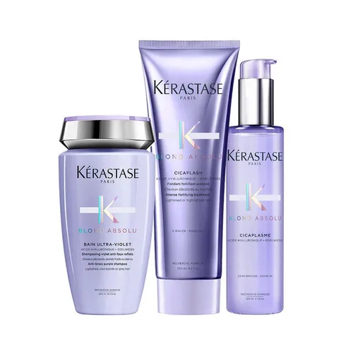 Kérastase Blond Absolu Fondant Holiday Set – Bain Lumière & Cicaflash - Shampoos für blondiertes Haar – Intensivpflege mit Hyaluronsäure für strahlendes Blond, Feuchtigkeit und Schutz vor Haarbruch.