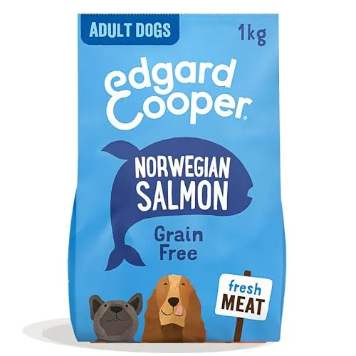 Edgard Cooper Hundefutter, Trockenfutter für Hunde, Lachs, 1kg, Hundefutter trocken getreidefrei ohne Zucker, natürliche Zutaten und frisches Lachs, voller essentieller Aminosäuren