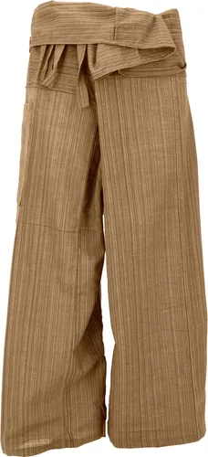 Thai Fischerhose aus gestreiftem Webstoff, loose fit Baumwoll Wickelhose, weite