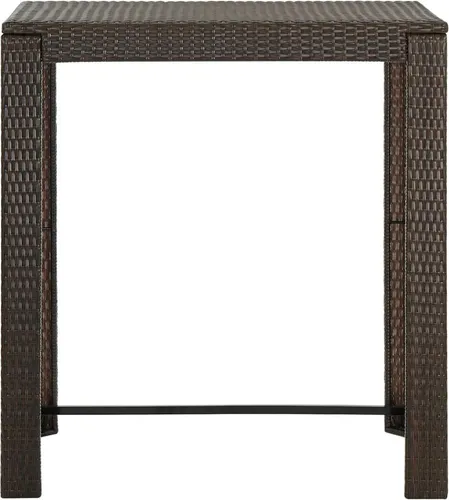 vidaXL Garten-Bartisch Braun 100x60,5 cm aus Poly Rattan - Gartentisch mit stabilem Stahlgestell, ideal für Innen- und Außenbereich. Strapazierfähig und leicht zu reinigen, perfekt für Snacks und Getränke.