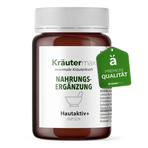 Hautaktiv Kapseln für Haar & Haut mit Calcium, Hyaluronsäure, Coenzym Q10, Zink nach Kräutermax Originalrezeptur | Hyaluron hochdosiert | Premiumqualität in Kleinserie produziert | 1 x 60 Stück