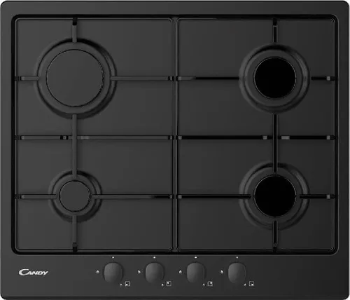 Gas Kochfeld Candy CHW6BRBB - 4-Brenner Kochfeld in elegantem Schwarz, ideal für präzises Kochen und stilvolle Küchen.