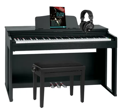 Classic Cantabile DP-230 SM E-Piano Set - Keyboards mit 88 gewichteten Tasten, 128-facher Polyphonie und umfassendem Zubehör-Set inklusive Klavierbank und Kopfhörer für ein perfektes Klangerlebnis.