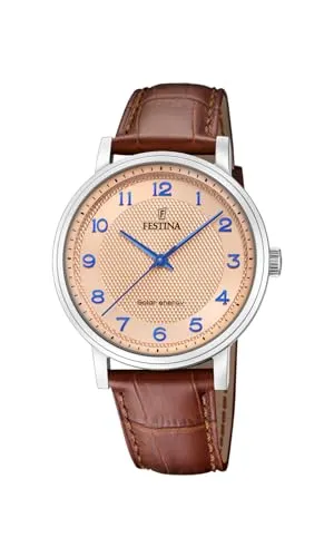 Festina Chronograph F20660/2 Herrenarmbanduhr - Elegante Armbanduhr aus Edelstahl mit roségoldfarbenem Gehäuse, 5 BAR wasserdicht und robustem Lederarmband – ideal für stilbewusste Männer.