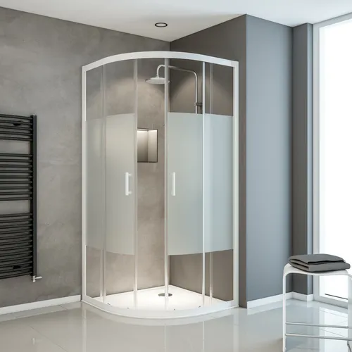 Runddusche Viertelkreis Duschkabine 90 x 90 Schiebetür von Schulte - Moderne Duschabtrennung aus 5 mm ESG-Sicherheitsglas, schnell zu reinigen und ideal für jede Duschwanne. Hochwertige Aluminiumprofile in Alpinweiß. Perfekt für Ihr Badezimmer!