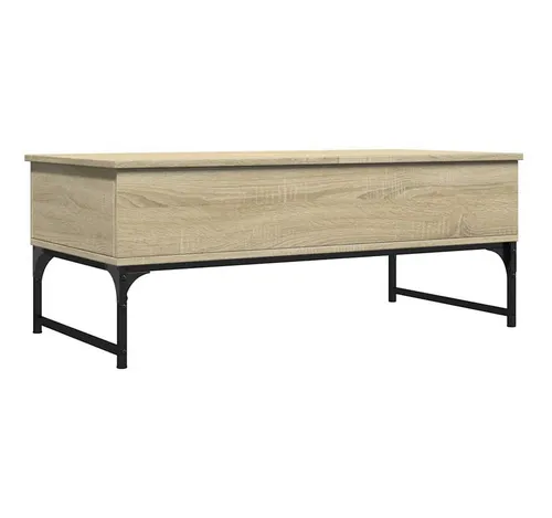 furnicato Couchtisch Eleganter 100 x 50 x 40 cm in Sonoma-Eiche - Eleganter Couchtisch in Sonoma-Eiche für stilvolle Wohnzimmer. Mit zwei versteckten Fächern und einem stabilen Metallgestell bietet er Platz und Robustheit für jeden Anlass.