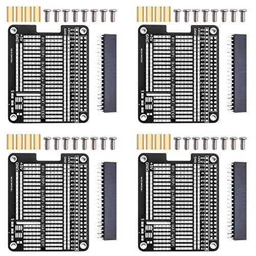 GeeekPi 4X Prototype Breakout DIY Breadboard PCB Shield Board Kit für Raspberry Pi 4 3 2 B+  (Schwarz)
