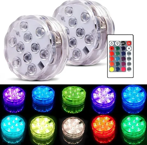 Cool-i®Unterwasser-LED, RGB-Multicolor , Wasserdicht, Fernbedienung, 2er-Set