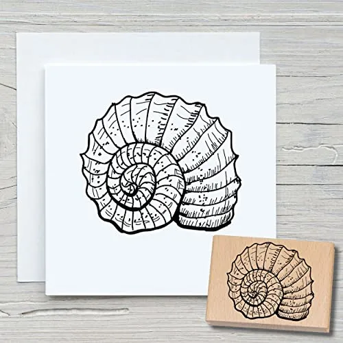 NEWSTAMPS Stempel Schneckenmuschel Motivstempel aus Holz & Gummi zum Karten basteln, Holzstempel, Wasser, Maritim & Meer, Scrapbook, Textilstempel, Deko, Kinder