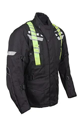 ROLEFF RACEWEAR RO773 Motorradjacke mit Neon-Weste - Schutzjacke aus Kodra 500 D mit abnehmbarer Neon-Weste, atmungsaktiv und wasserfest dank Wind-Tex Klimamembrane, ausgestattet mit CE-Protektoren und vielen praktischen Taschen.