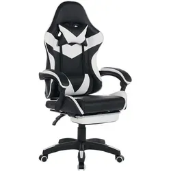 LVHOM Gaming Stuhl mit Massagefunktion und Fußstütze, Ergonomischer Bürostuhl, Schwarz-Weiß - Ergonomischer Gamingstuhl mit sportlichem Design und hochwertigem Kunstleder. Die integrierte Massagefunktion und die verstellbare Fußstütze bieten optimalen Komfort für lange Gaming-Sessions oder Arbeitstage.