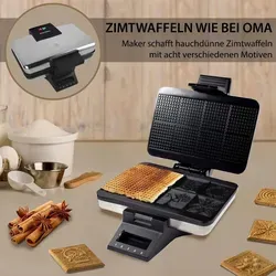 Zimtwaffelautomat | Edelstahl + Thermostat | Motiv | 1000Watt | Blump