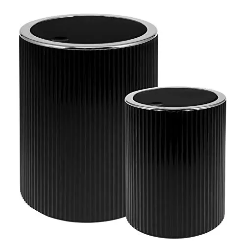 bremermann Kosmetikeimer Set, Schwarz - 2-teiliges Kosmetikeimer Set aus hochwertigem Kunststoff, mit glatter Oberfläche für einfache Reinigung und hygienische Nutzung. Ideal für Badezimmer und Küche.