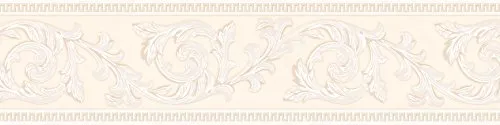 A.S. Création Bordüre - Papierbordüre in erhabener Barockoptik in Beige und Creme - auf 5,00 m x 0,13 m je Rolle