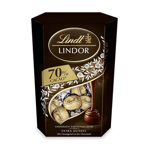 Lindt LINDOR Cornet Dark 70% | 500g | 38 Kugeln - Genießen Sie 38 zartschmelzende LINDOR Kugeln aus edelherber Schokolade mit 70% Kakao. Perfekt als Geschenk oder für besondere Momente. Seit 1845 steht Lindt für höchste Schokoladenkunst.