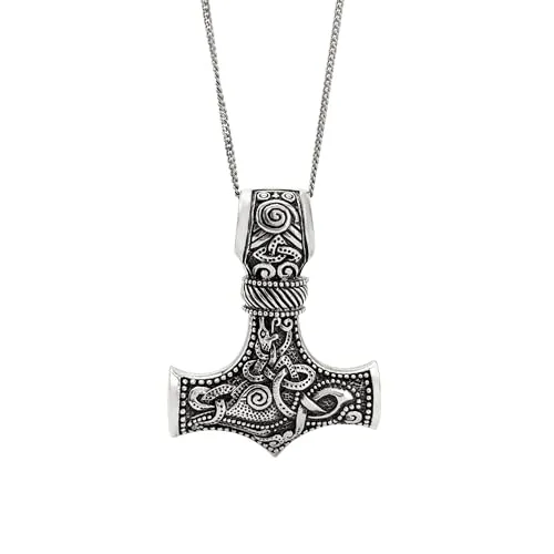 81stgeneration Sterling Silber Klobige Thorshammer-Halskette für Männer und Frauen | 925 Silber Wikinger-Anhänger an 18
