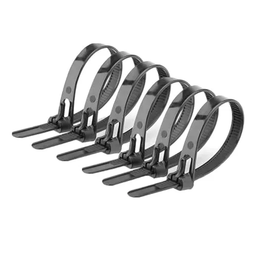 Offgridtec wiederverschließbare selbstsichernde Kabelbinder, 7,6 mm X 500 mm, Hitze- Und Kältebeständig, Langlebiger Mehrzweck-Kabel 100 Stück, Schwarz