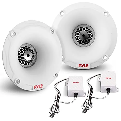 Marine Hochtöner Lautsprechersystem, EIN Paar 2,5 cm PEI White Dome Hochtöner mit Horndiffusor, 120 Watt Max Leistung mit 4 Ohm Impedanz, IP-X5 Marine Grade Wasserdicht Rating