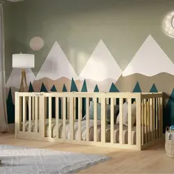 Produktbild Crazy Pine Kinderbett 140x180 cm – Montessori Bodenbett mit Hohem Rausfallschutz