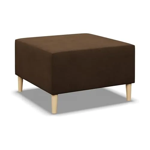 Mebligo - Puff Hocker BLANK, Fußhocker für Sessel, Couch Hocker, Sofa Hocker, Sitzhocker, Hocker Wohnzimmer, Bequemer Hocker als Auflage, Sitzpuff, Beine und Tisch - 71x71x40cm Braun