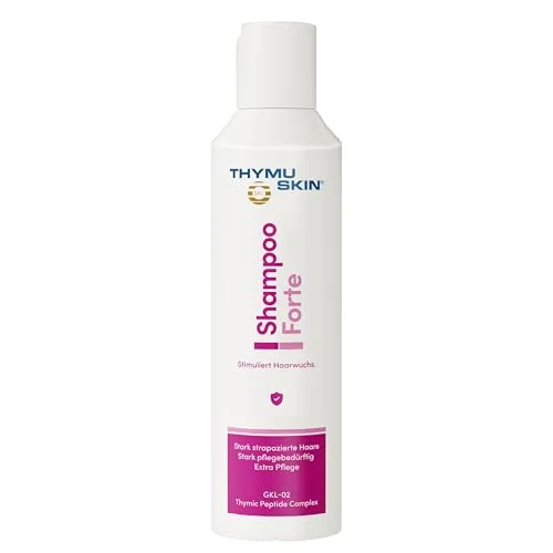 Thymuskin Forte Shampoo 200 ML - Spezialshampoo gegen starken Haarausfall, aktiviert Haarwuchs mit Thymuspeptid GKL-02, ideal für strapazierte Haare, für die kombinierte Anwendung mit Thymuskin Serum.