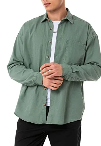 Redbridge Jeanshemd Premium Denim Langarm Oversized Khaki S