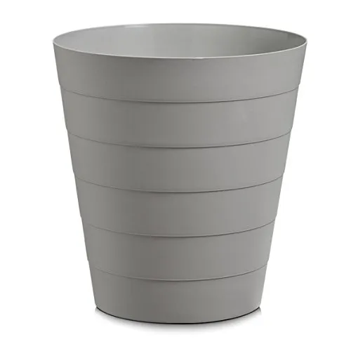 Basera Papierkorb Mülleimer für Büro, Bad, Jugendzimmer & Kinderzimmer 13,5 Liter, 29 x 29 x 30 cm, Kunststoff, rund (grau)